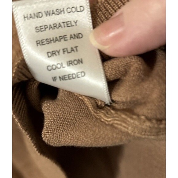 IMAN Womens Global Chic Turtleneck Sweater w Button Cuffs Rayon Blend LG Caramel - Picture 6 of 10